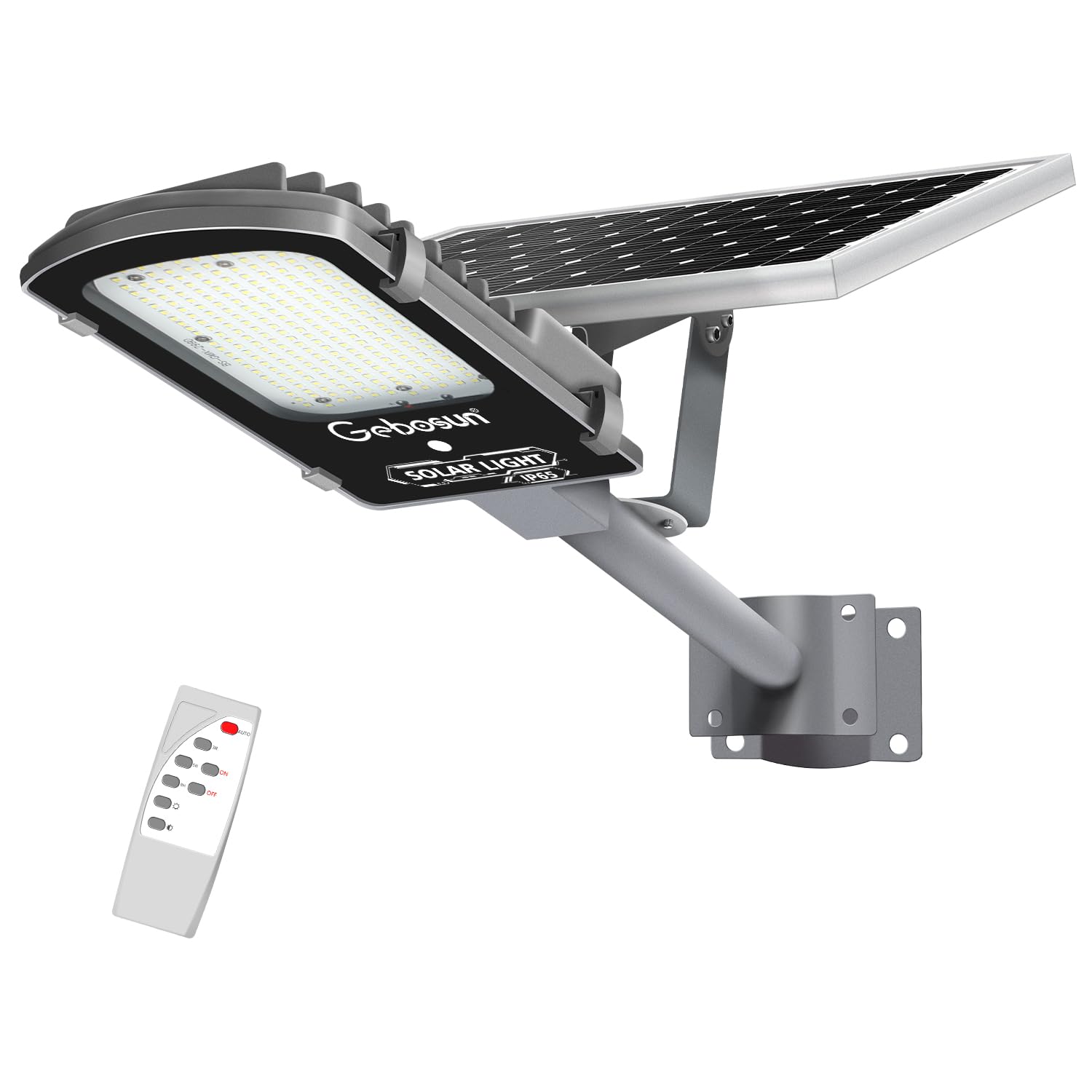 Gebosun 100W LED Solar Street Lights Outdoor, 18000LM 6000K